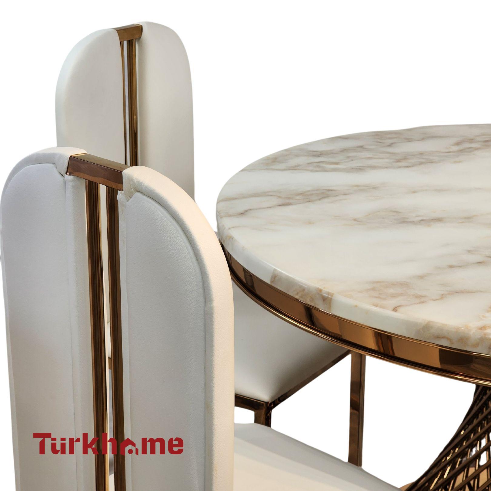 Sphere Marble Dining Table + 4 Chairs