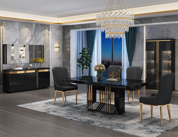 Harmony Black Dining Table + 6 Chairs