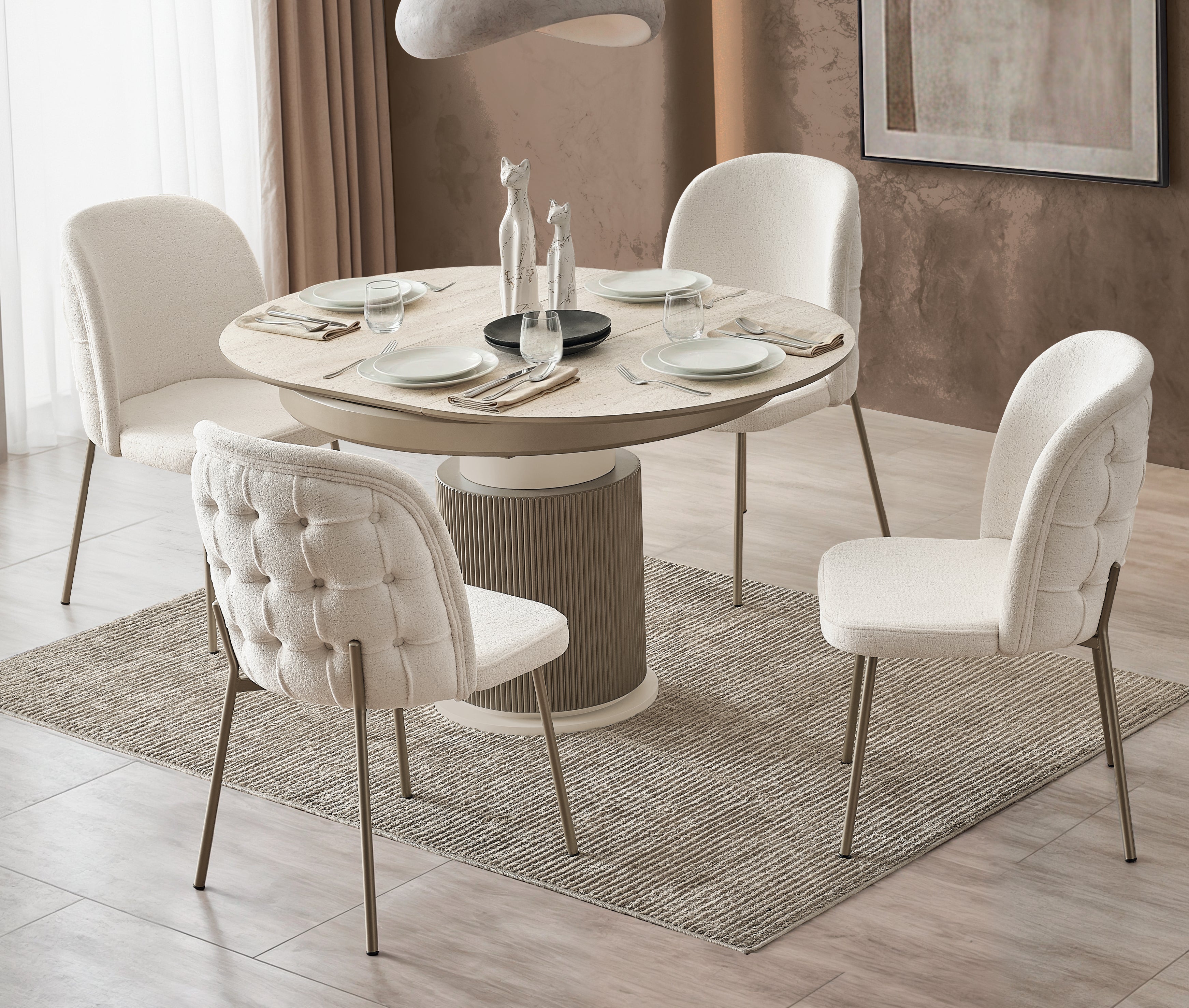 Stone (Extendable) MS 360 Table + 4 Chairs