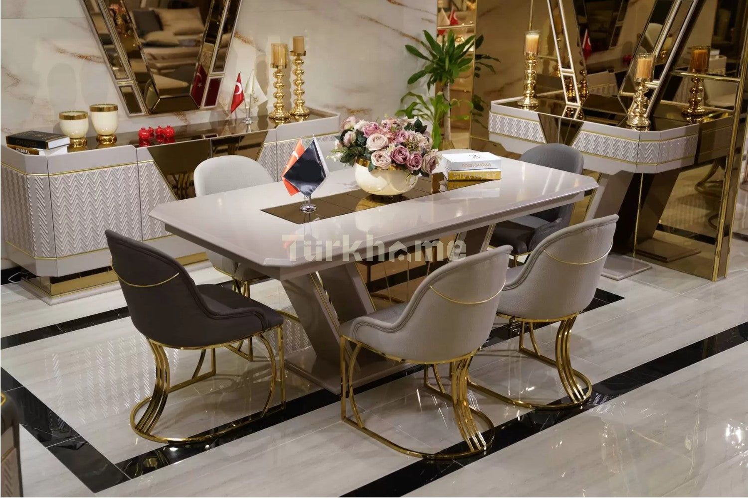 GALAXY Dining Table + 6 Chairs