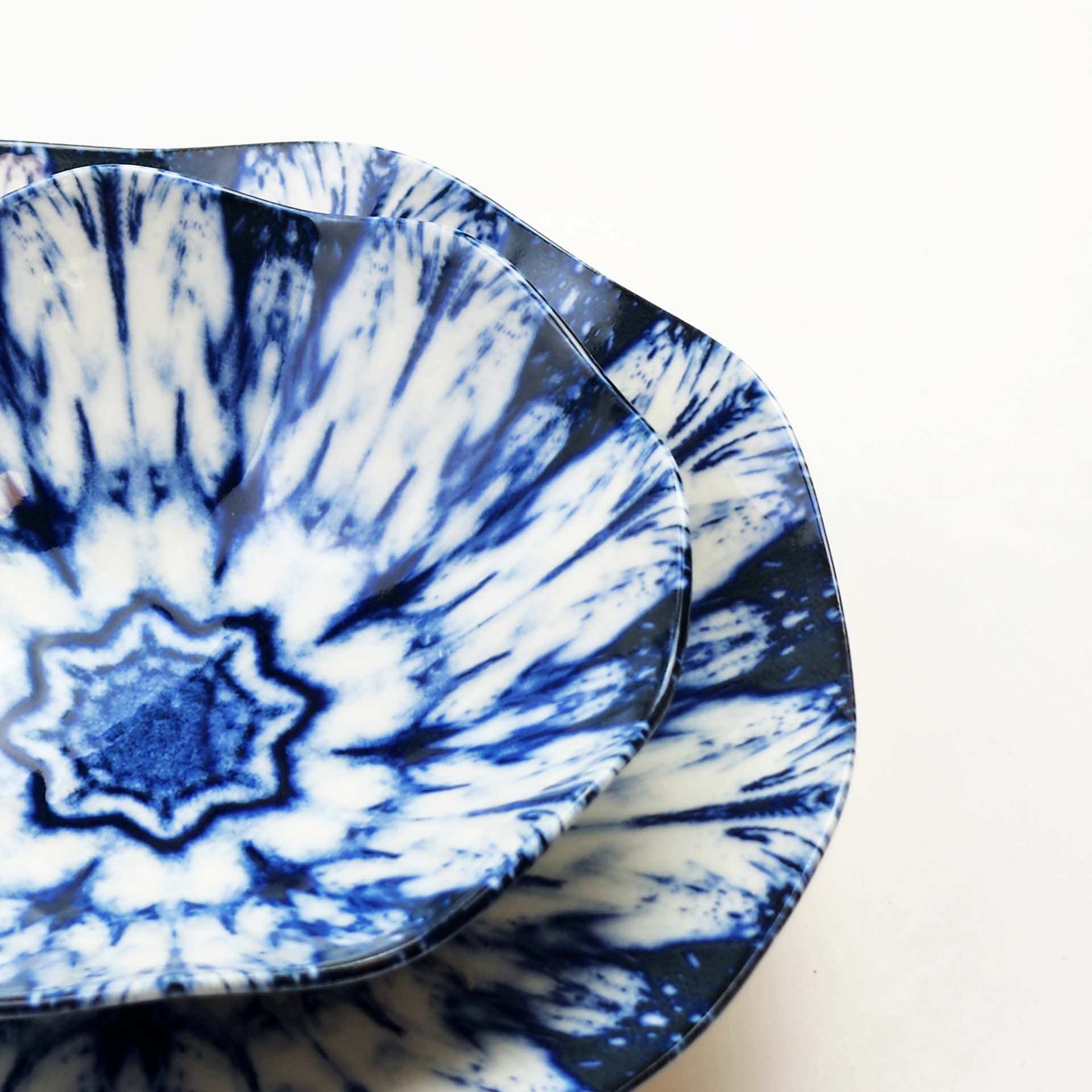 Güral Dinner Set for 6 People - White & Blue - 24 PCS