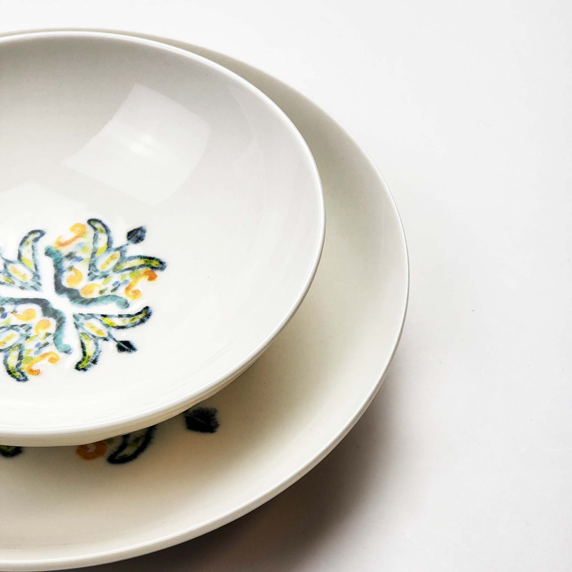 Güral Dinner Set for 6 People - White Green - 24 PCS