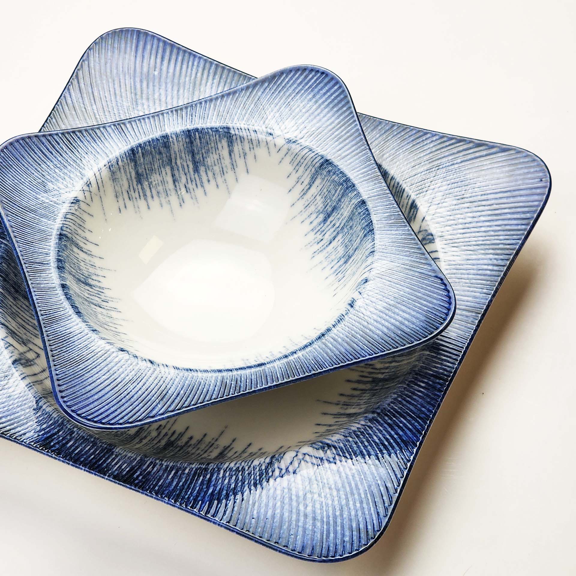 Güral Dinner Set for 6 People - Blue & White - 24 PCS