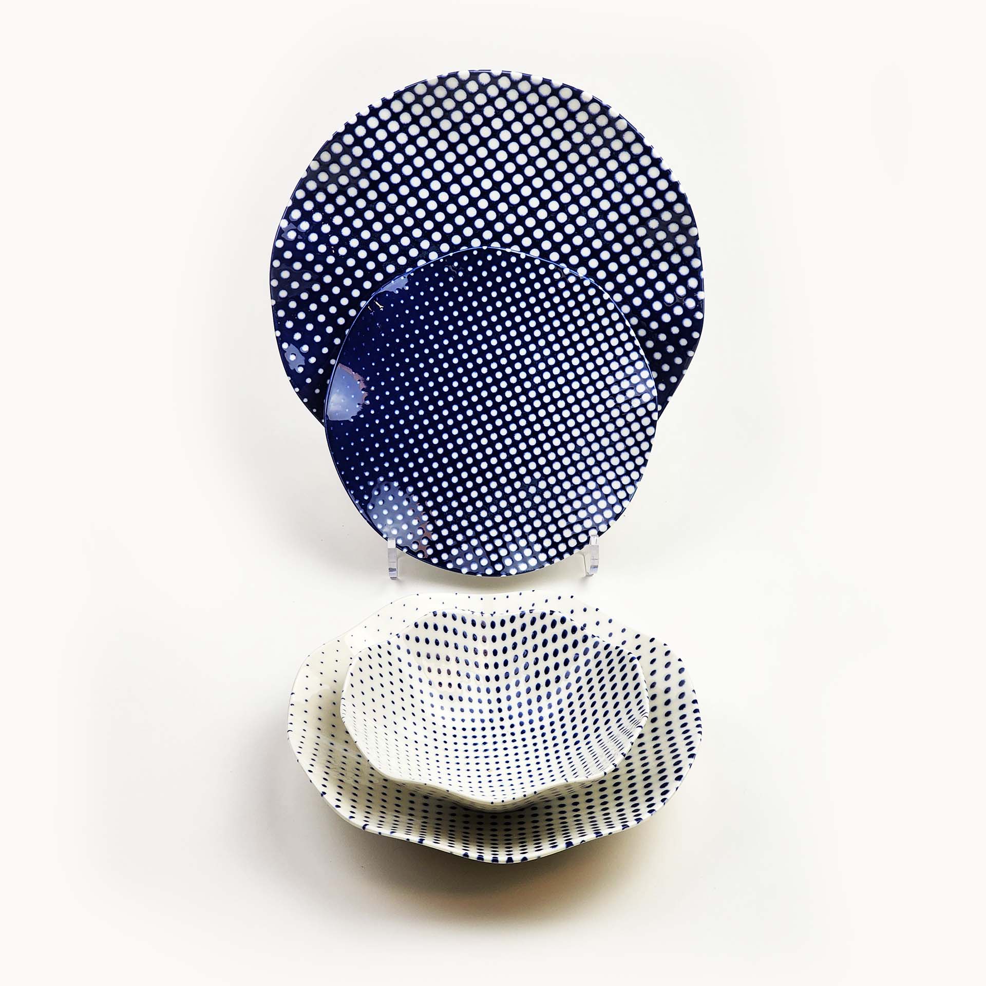 Güral Dinner Set for 6 People - Blue dot - 24 PCS