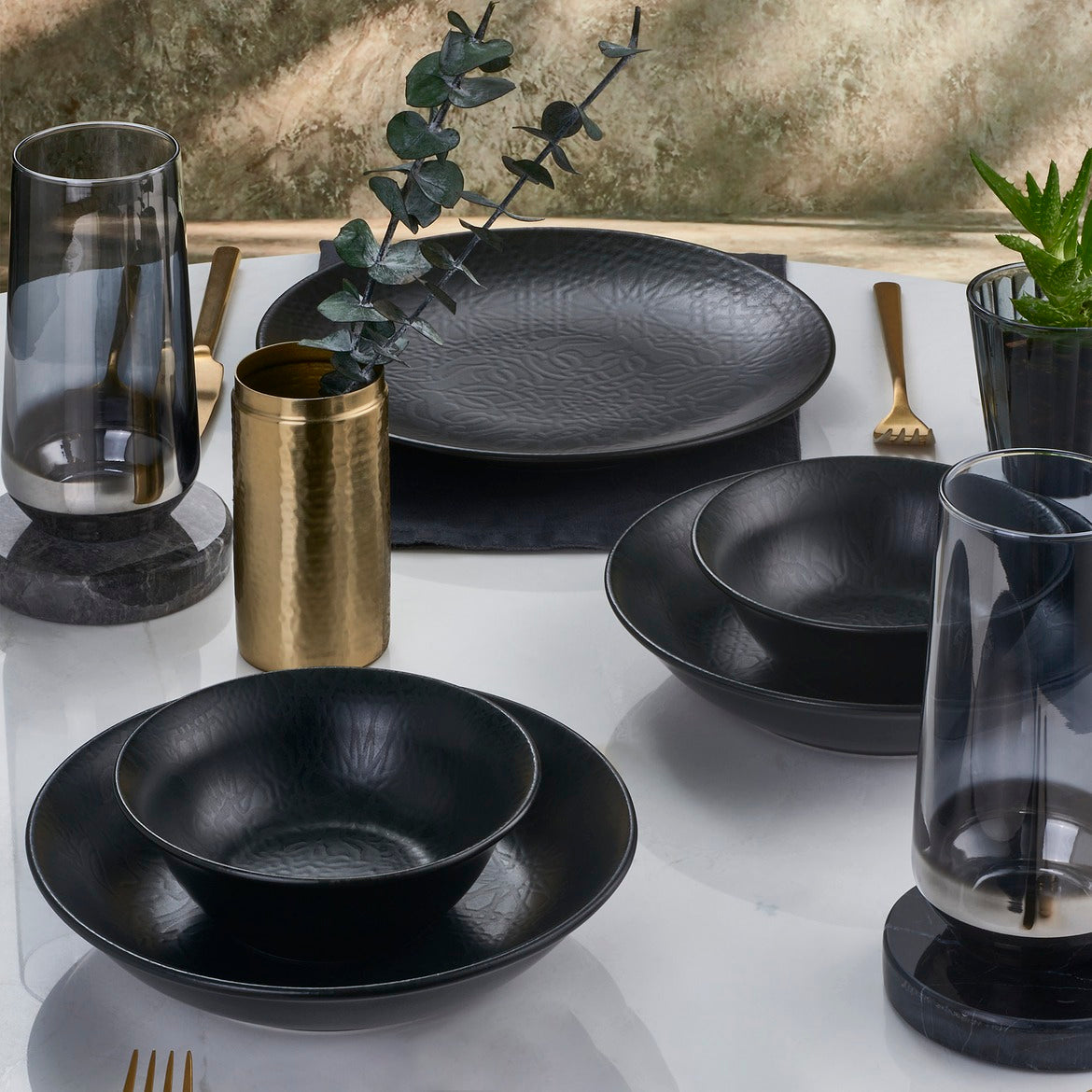 Güral Dinner Set for 6 People - Black - 24 PCS