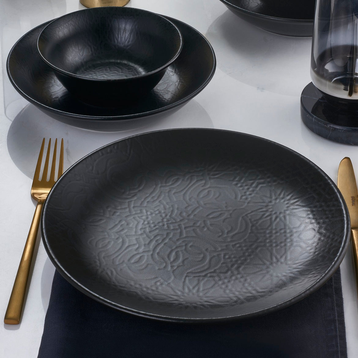 Güral Dinner Set for 6 People - Black - 24 PCS
