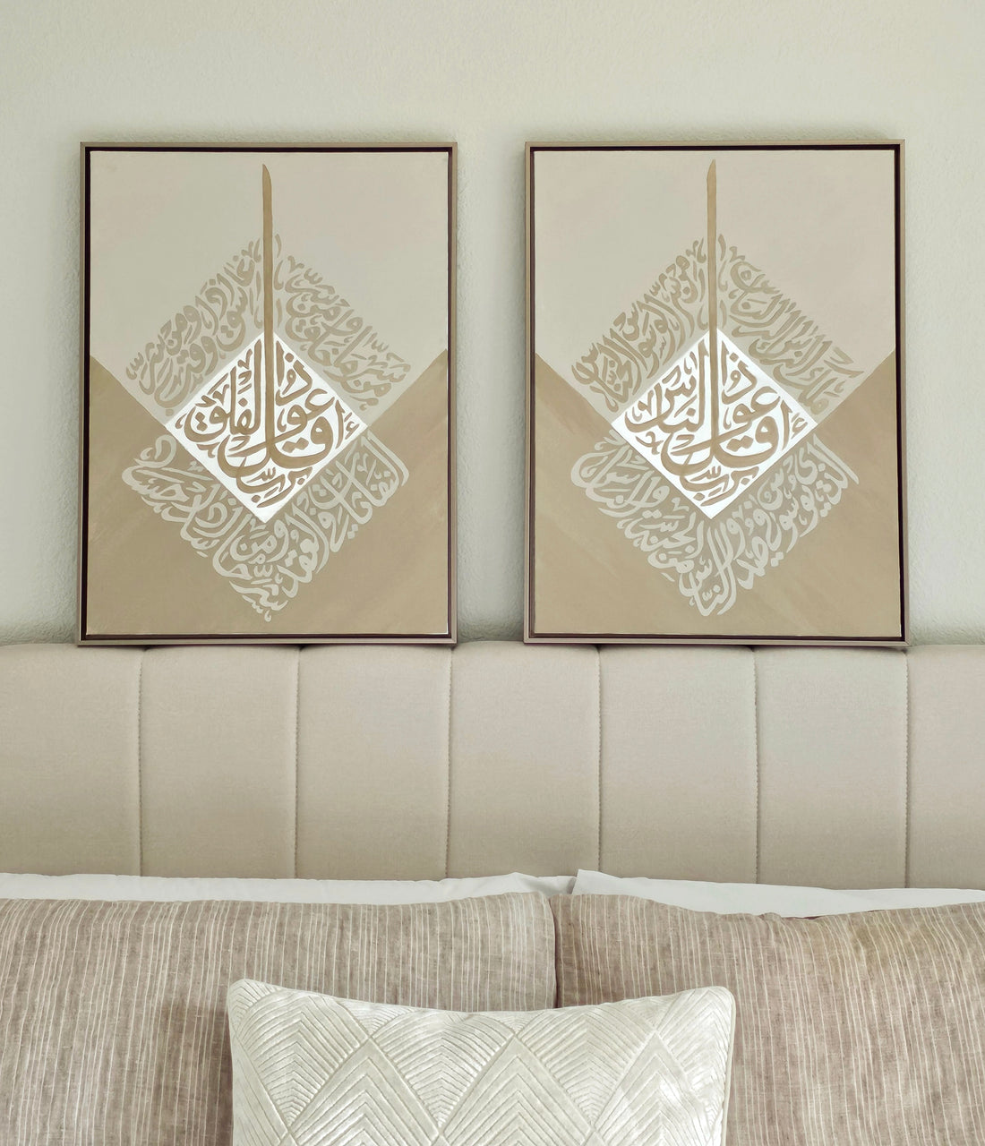 Acrylic Hand made Paint on Champagne Gold Framed Canvas (set of 2)