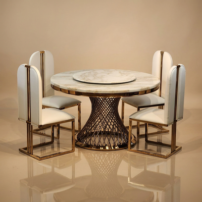 Sphere Marble Dining Table + 4 Chairs