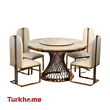 Sphere Marble Dining Table + 4 Chairs