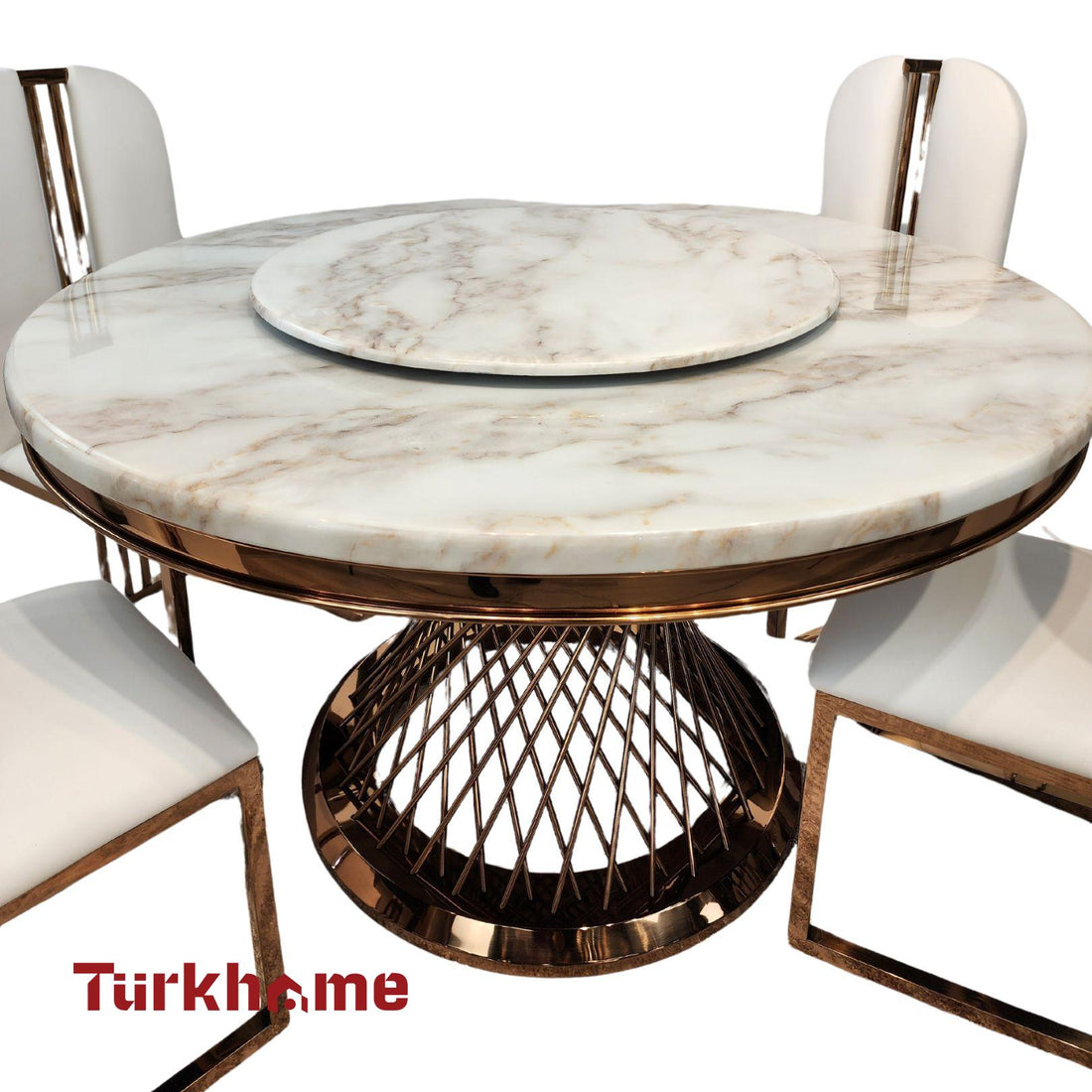 Sphere Marble Dining Table + 4 Chairs