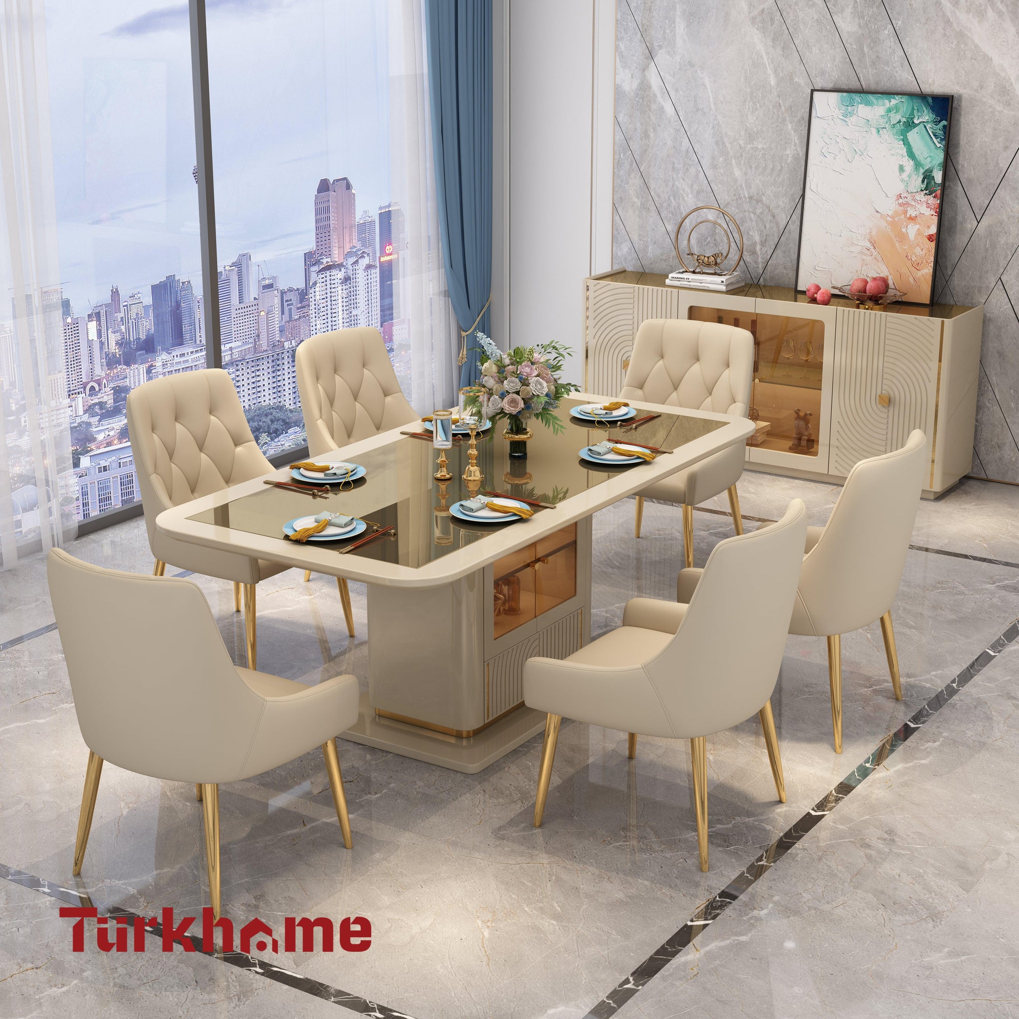 Antalia Dining Table + 6 Chairs