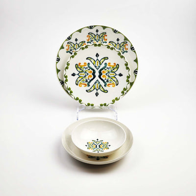 Güral Dinner Set for 6 People - White Green - 24 PCS