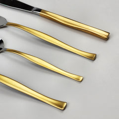 Zarif 24 Pcs Set with Dessert Spoon - Gold