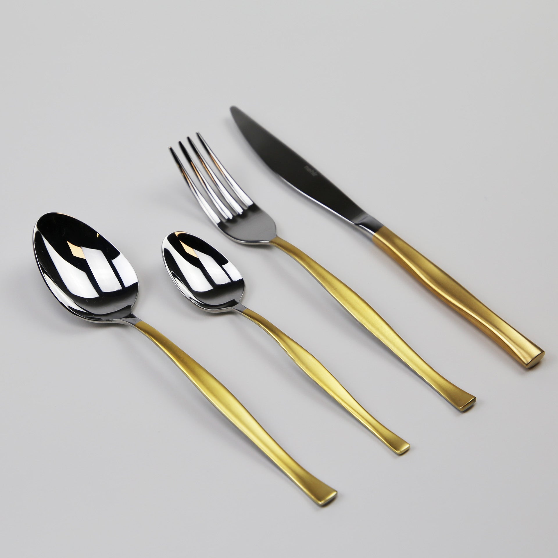 Zarif 24 Pcs Set with Dessert Spoon - Gold