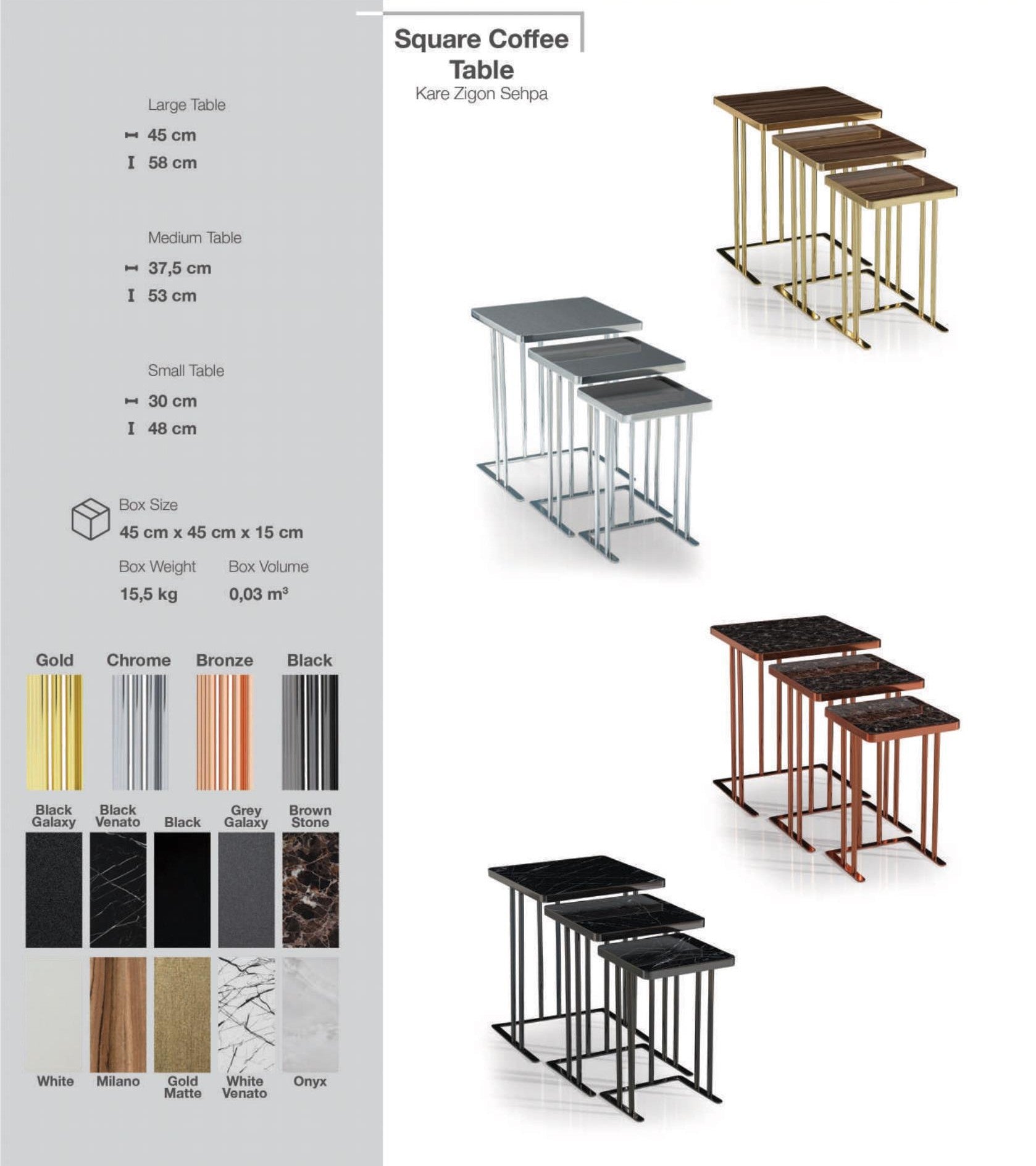 Kare Demont Nesting Table - 3pcs