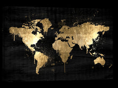 Golden World 40" X 28" Wall Decor Painting (Glass Frame)