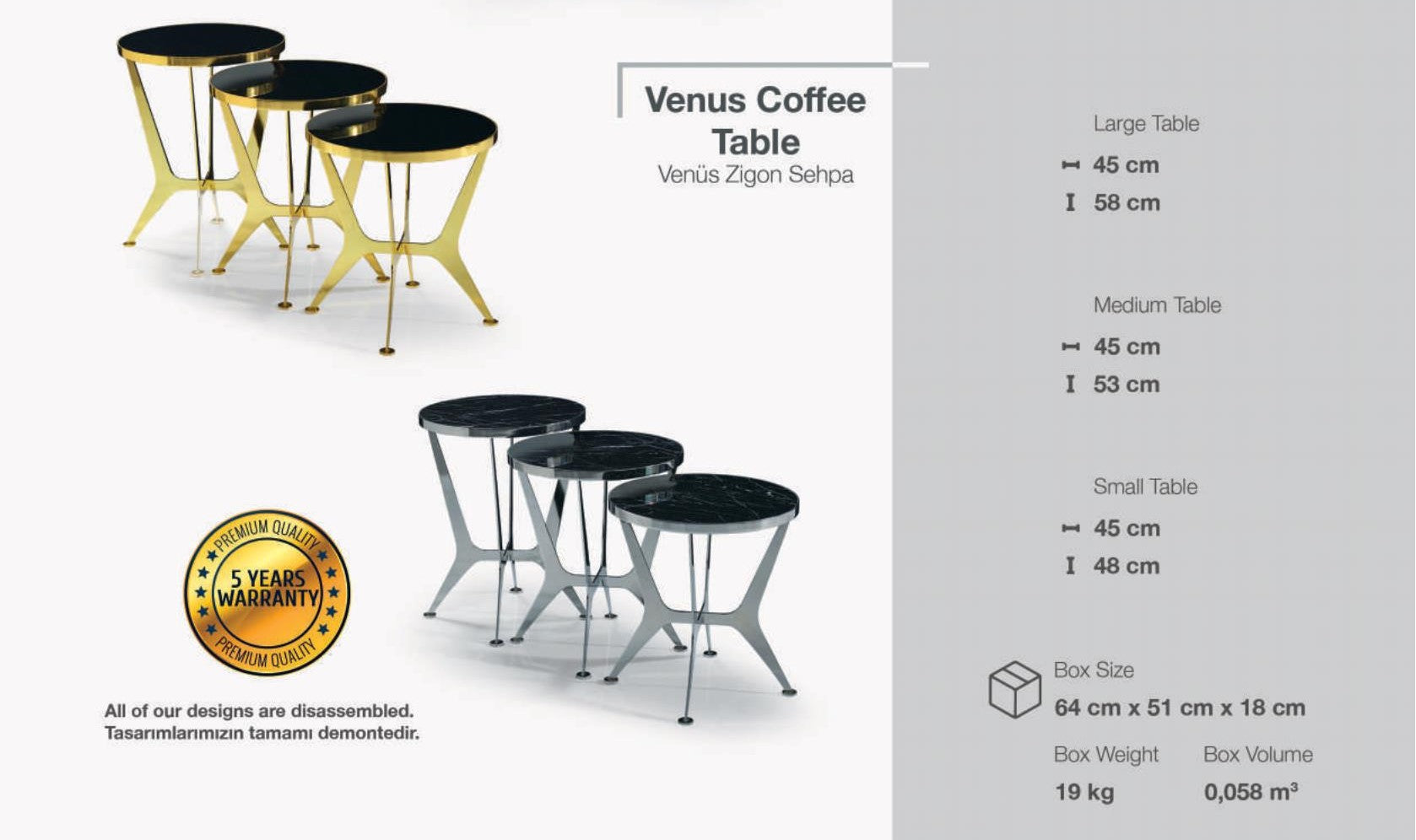 Venus Nesting Tables - 3pcs